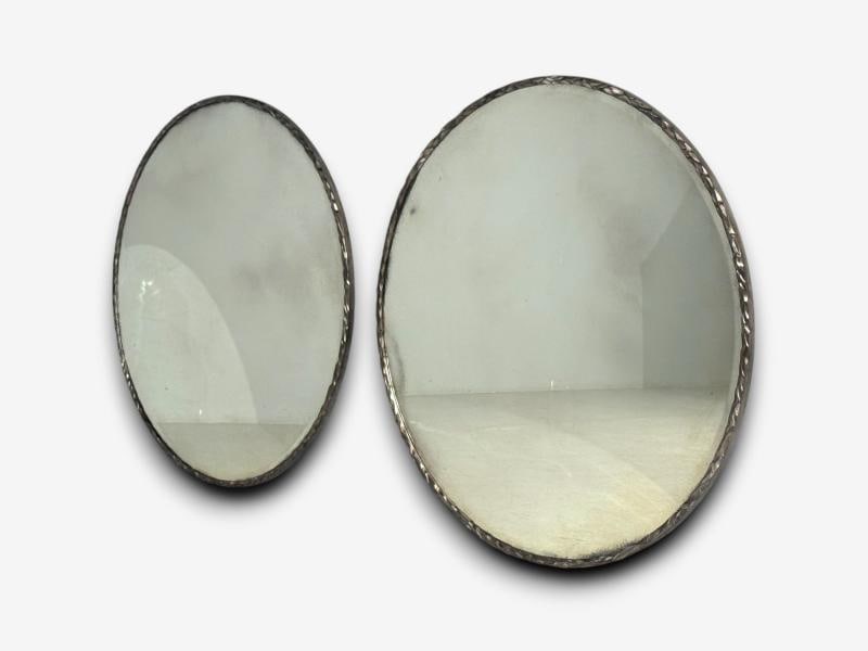 Brutalist, Circular Wall Mirrors, Hammered Metal, Distressed Glass, 21st c. - 2