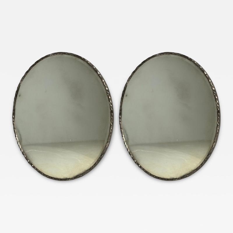 Brutalist, Circular Wall Mirrors, Hammered Metal, Distressed Glass, 21st c. - 7