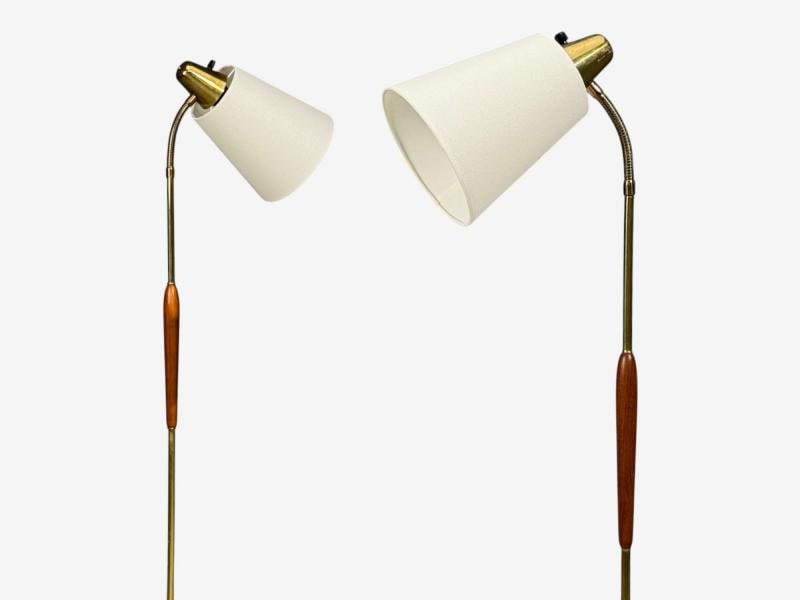 Swedish Modern, Standing Lamps, Teak, Brass, Sweden, 1940s - 2