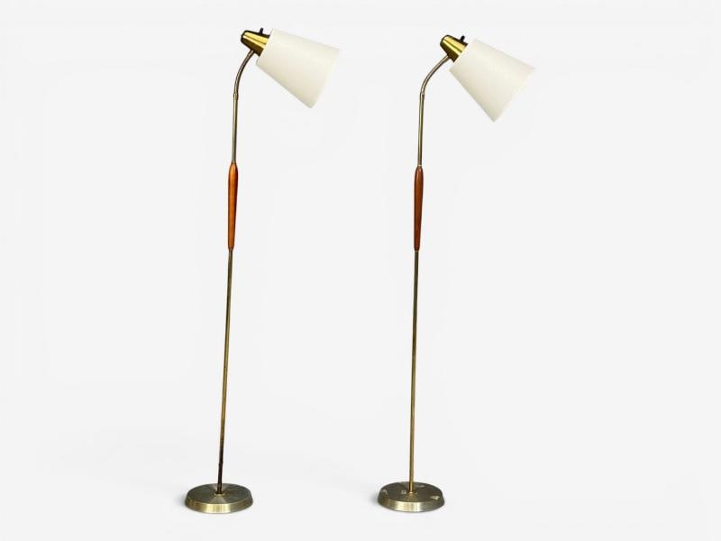 Swedish Modern, Standing Lamps, Teak, Brass, Sweden, 1940s - 3