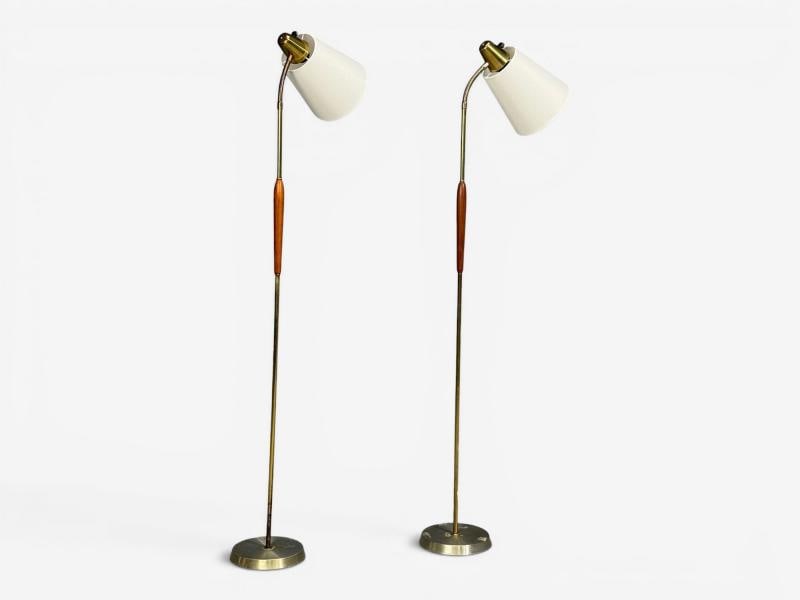 Swedish Modern, Standing Lamps, Teak, Brass, Sweden, 1940s - 4