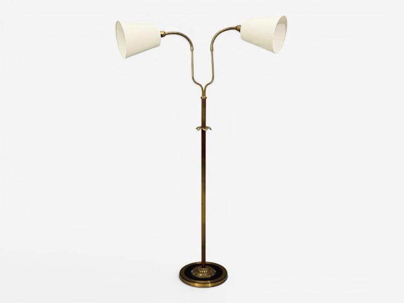 Swedish Modern, Dual Head Floor Lamp, Reeded Brass, Sweden, 1950s - 11