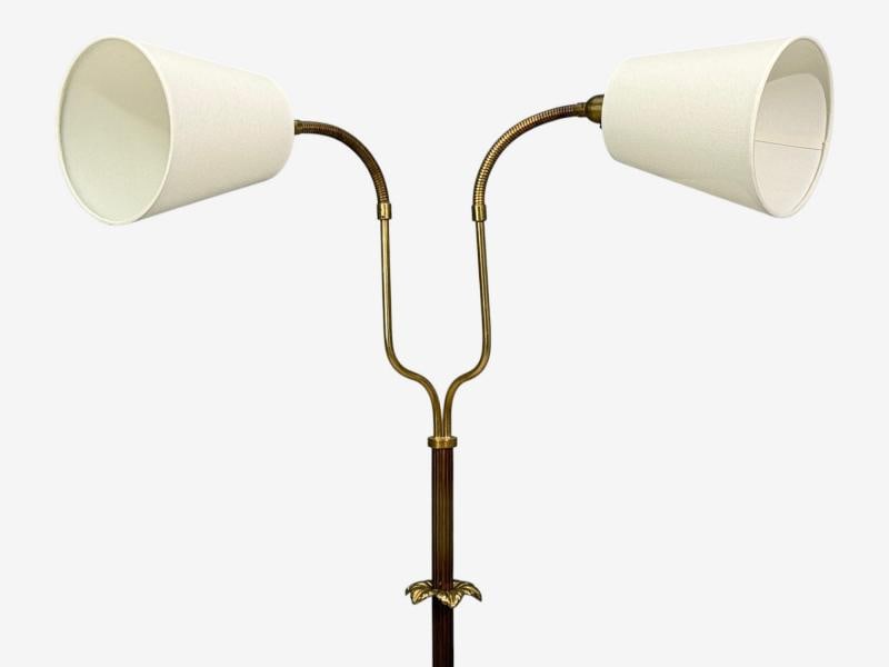Swedish Modern, Dual Head Floor Lamp, Reeded Brass, Sweden, 1950s - 3