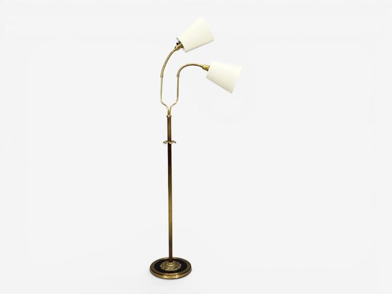 Swedish Modern, Dual Head Floor Lamp, Reeded Brass, Sweden, 1950s - 8