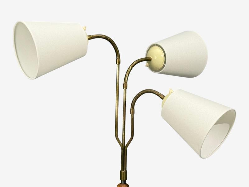 Swedish Modern, Adjustable Floor Lamp, Wood, Brass, Red Lacquer, Sweden, 1940s - 5