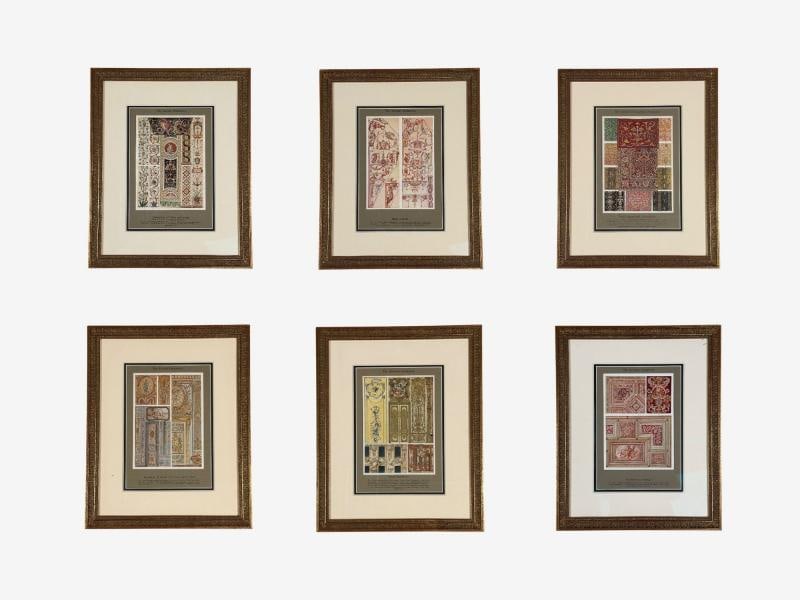 Antique Renaissance, Six Framed Antique Ornament Prints, 20th C. - 2