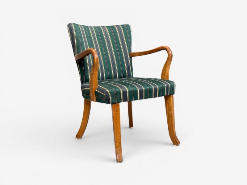 Alfred Christensen Style, Armchair, Bentwood, Fabric, Sweden, 1960s - 2