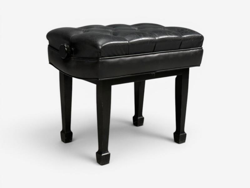 Steinway and Sons, Adjustable Piano Bench, Ebonized Wood, Leather, 2010s - 2