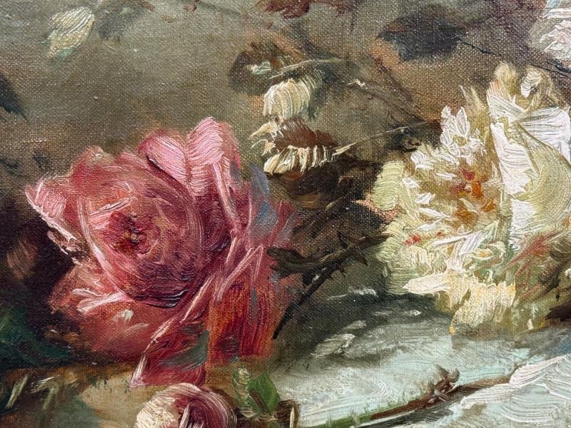 Floral Still Life, Oil on Canvas, A Fallen Vase with Flowers, American, 1920s - 7