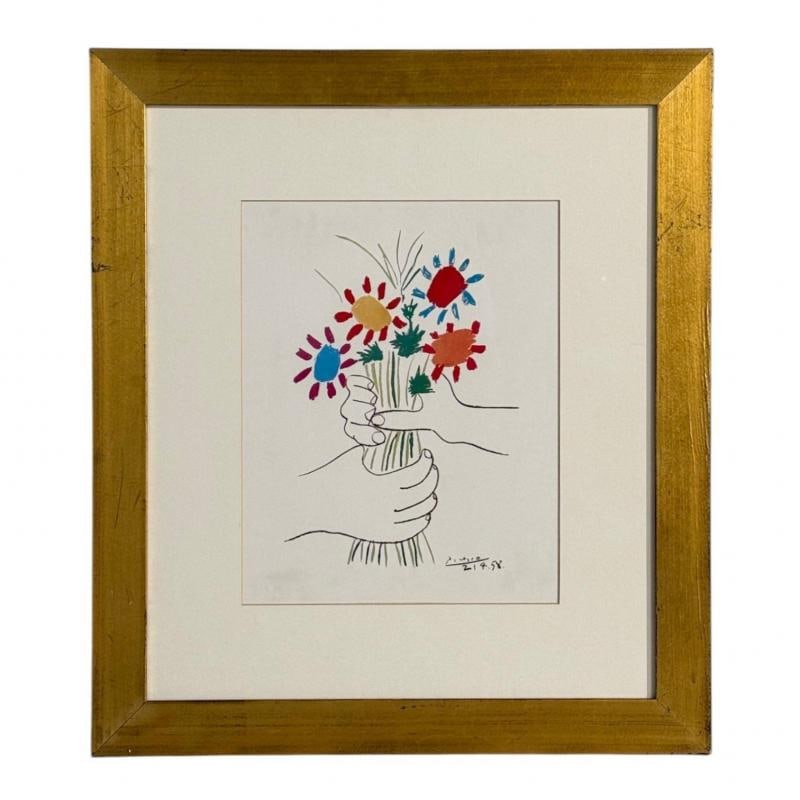 Pablo Picasso, Modern, Framed Lithograph, Paper, Gilt Frame, 1958 - 2
