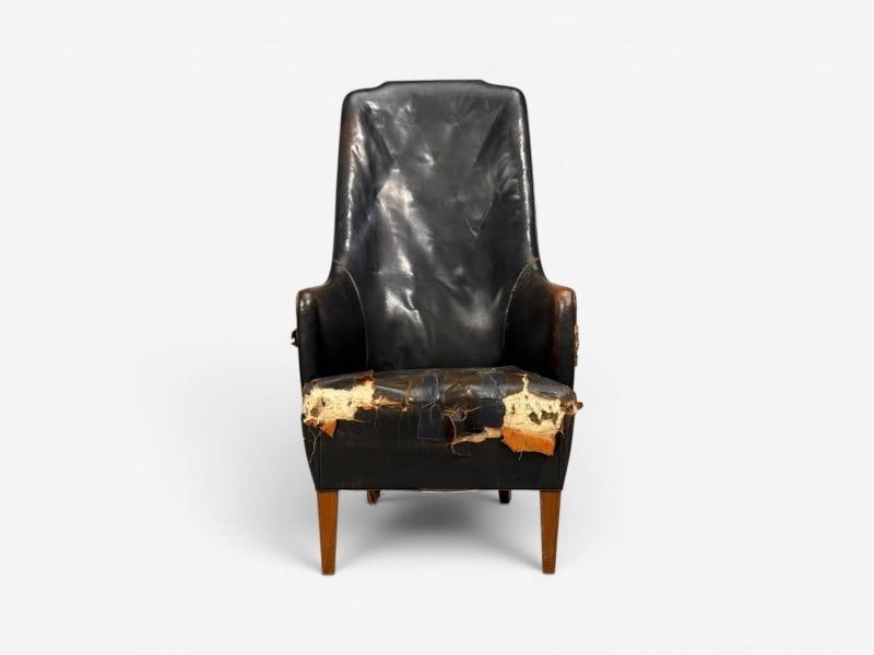 Svend Åge Madsen, Highback Chair, Leather, Nut Wood, Denmark, 1947 - 2