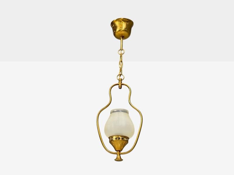 Swedish Modern, Pendant Light, Brass, Frosted Glass, Sweden, 1940s - 2