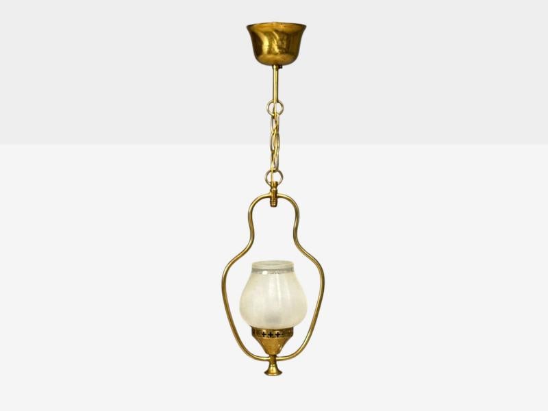 Swedish Modern, Pendant Light, Brass, Frosted Glass, Sweden, 1940s - 3