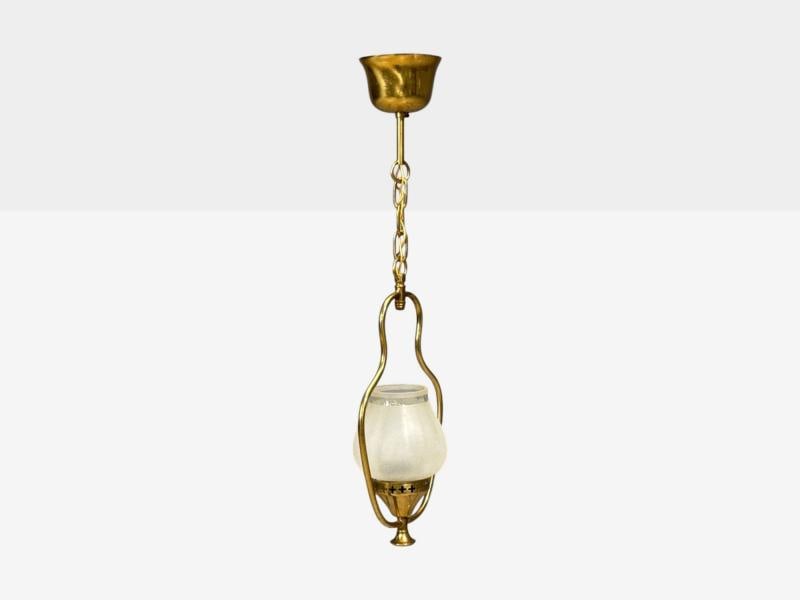 Swedish Modern, Pendant Light, Brass, Frosted Glass, Sweden, 1940s - 4