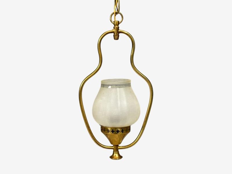 Swedish Modern, Pendant Light, Brass, Frosted Glass, Sweden, 1940s - 5
