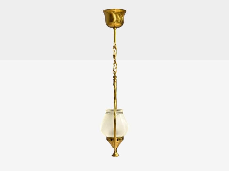 Swedish Modern, Pendant Light, Brass, Frosted Glass, Sweden, 1940s - 8