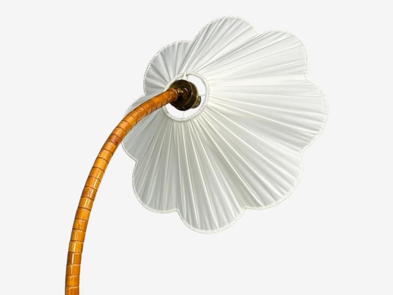 Swedish Modern, Organic Floor Lamp, Wood, Silk, Sweden, 1930s - 7
