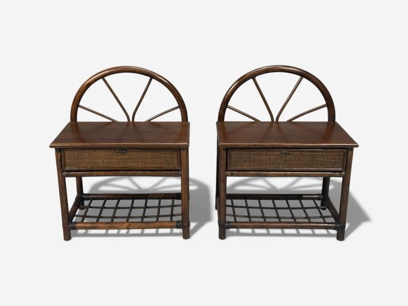 American Modern, Nightstands, Wood, Cane, USA, 1980s - 7