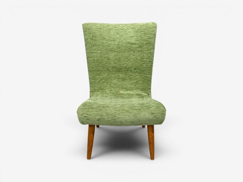 Swedish Modern, Scoop Lounge Chair, Green Fabric, Beech, Sweden, 1940s - 2