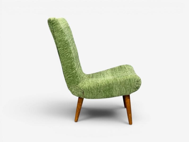 Swedish Modern, Scoop Lounge Chair, Green Fabric, Beech, Sweden, 1940s - 4