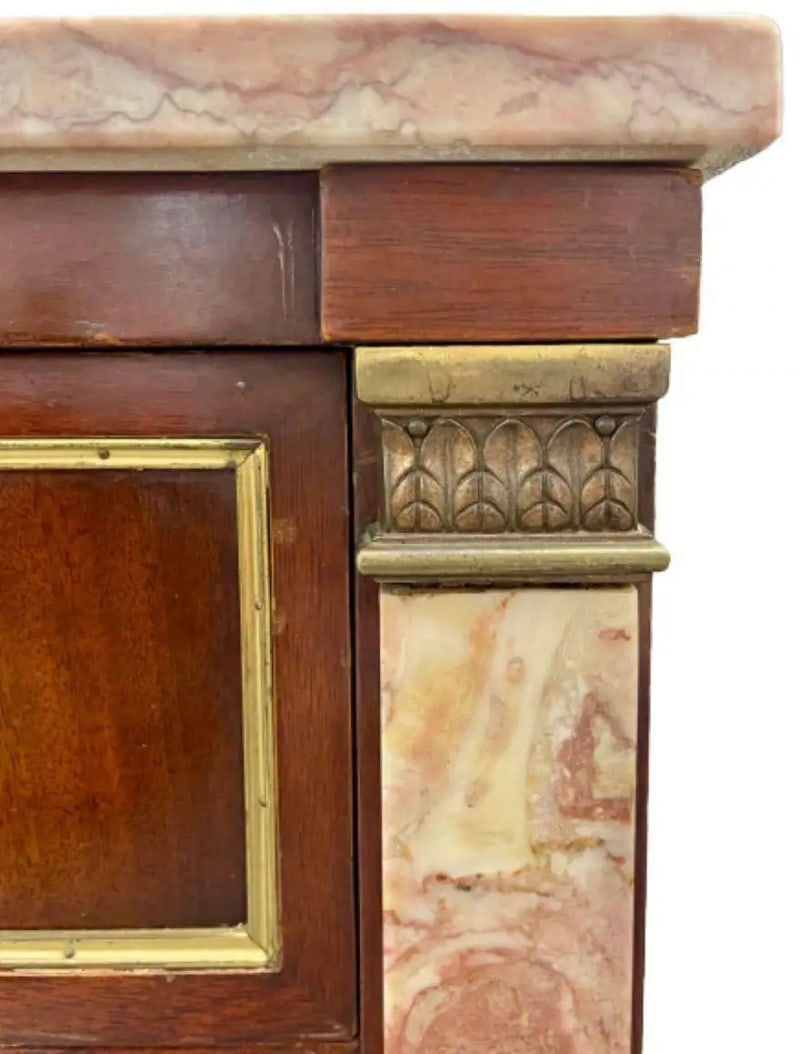 Marble Top Bronze-Mounted Maison Jansen Style Marble Column Front Commode - 2