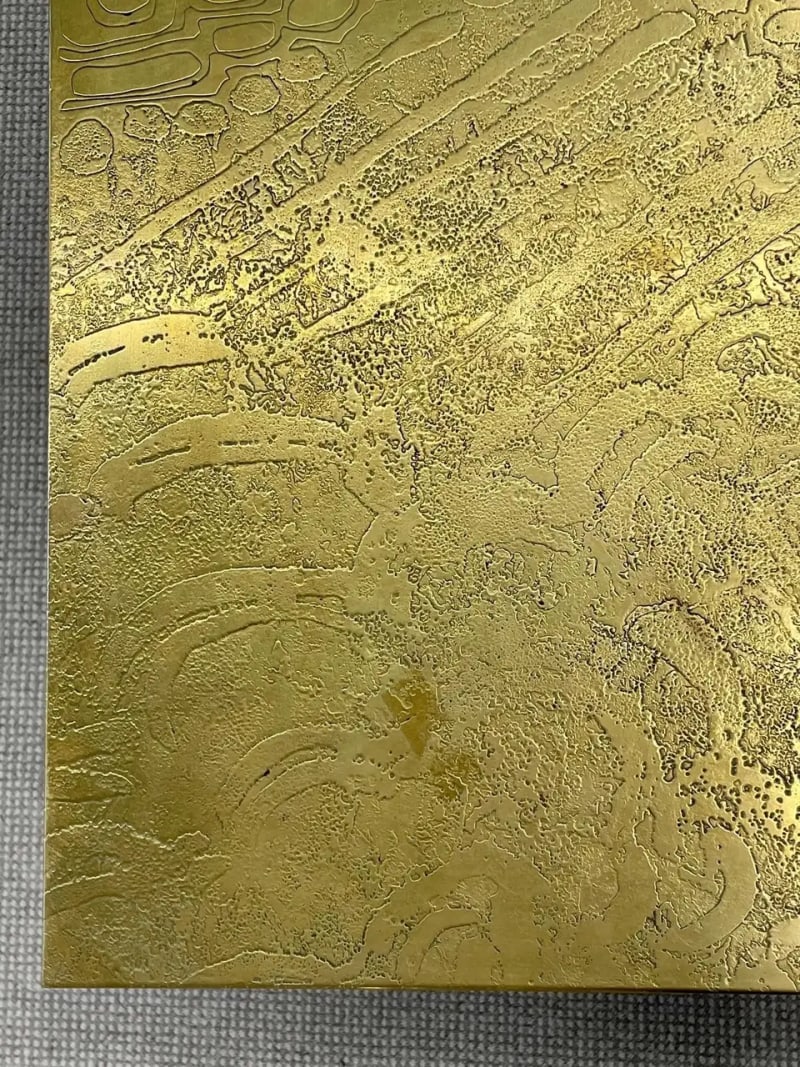 Mid-Century Georges Mathias Coffee Table, Signed, Etched Brass, Belgium, 1970s - 7
