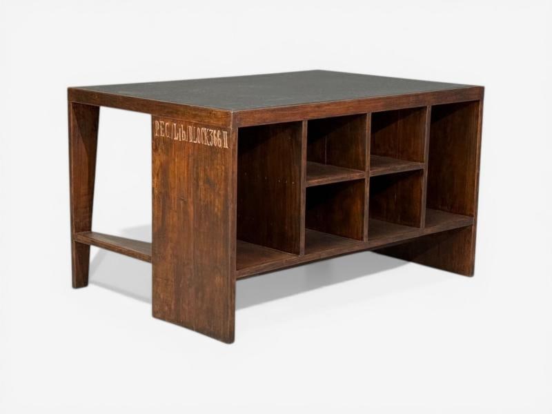 Pierre Jeanneret, Pigeonhole Desk, Teak, Leatherette, Chandigarh, India, 1960s - 7