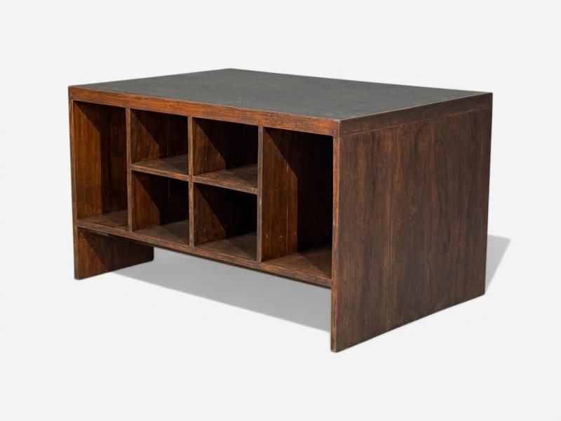 Pierre Jeanneret, Pigeonhole Desk, Teak, Leatherette, Chandigarh, India, 1960s - 9