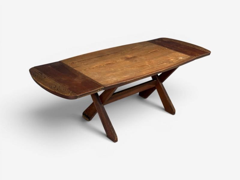 Danish Modern, Brutalist Dining Table, Stained Pine, Denmark, 1960s - 3