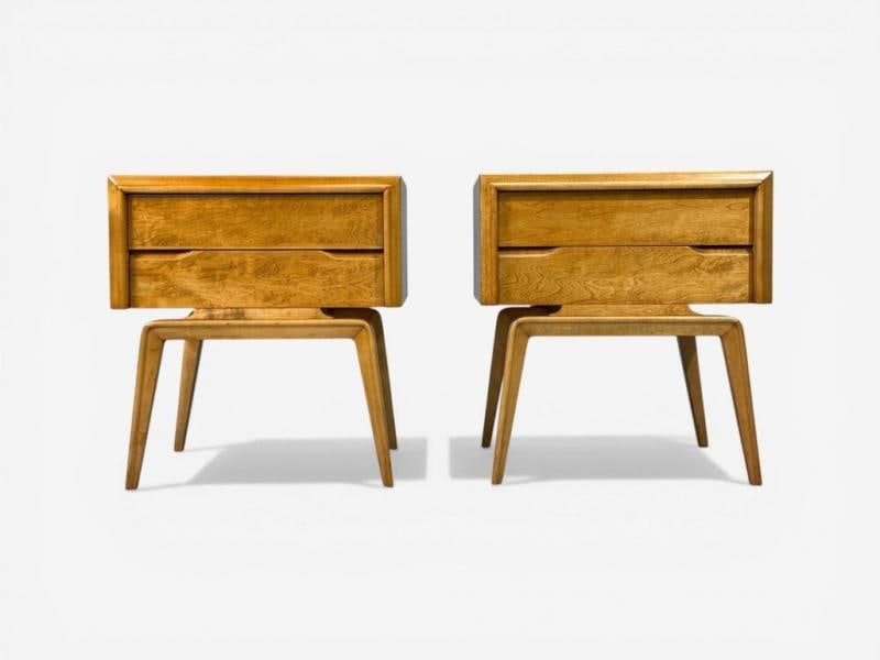 Edmond J Spence, Dresser and Nightstands, Burled Maple, Bentwood, Sweden, 1960s - 7