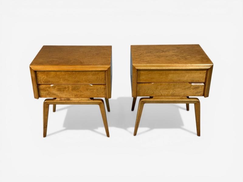 Edmond J Spence, Nightstands, Burled Maple, Bentwood, Sweden, 1960s - 7