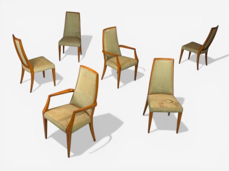 Grosfeld House, Six Dining Chairs, Walnut, Fabric, USA, 1970s - 2