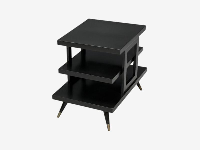 Ico Parisi Style, Ebonized Wood, Brass, Sculptural Side Table, Europe, 1950s - 3
