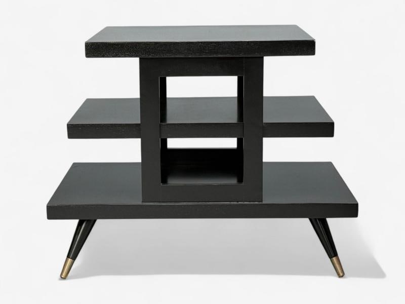 Ico Parisi Style, Ebonized Wood, Brass, Sculptural Side Table, Europe, 1950s - 6