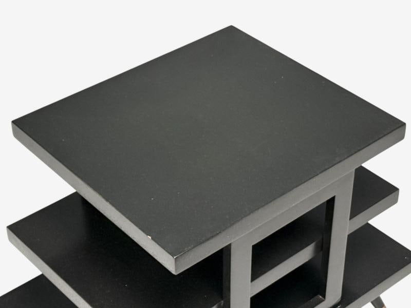 Ico Parisi Style, Ebonized Wood, Brass, Sculptural Side Table, Europe, 1950s - 7