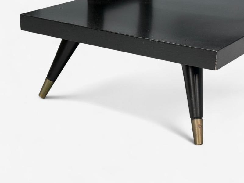 Ico Parisi Style, Ebonized Wood, Brass, Sculptural Side Table, Europe, 1950s - 8