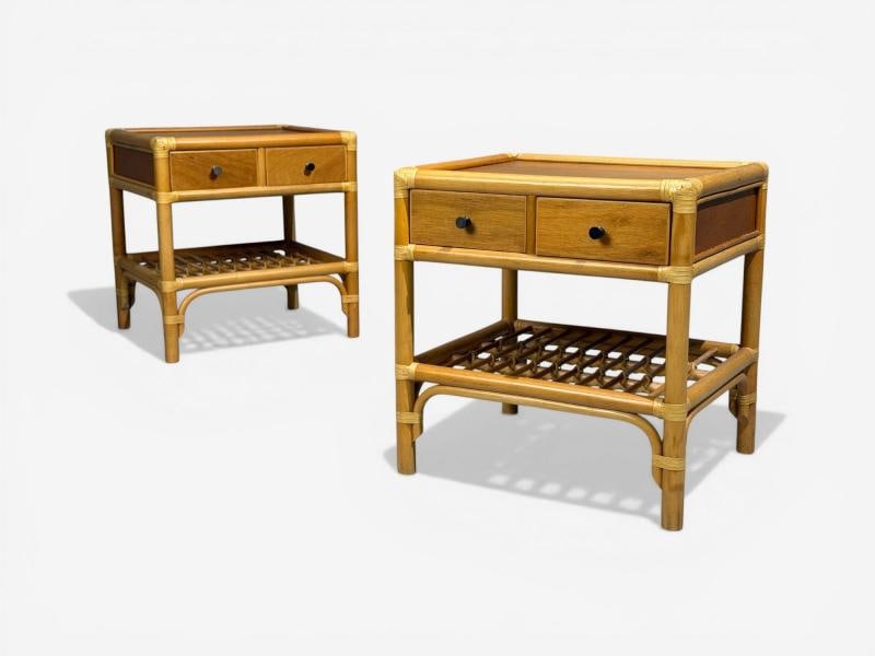 Kenneth Bergenblad, Nightstands, Bamboo, Rattan, Brass, Sweden, 1970s - 4