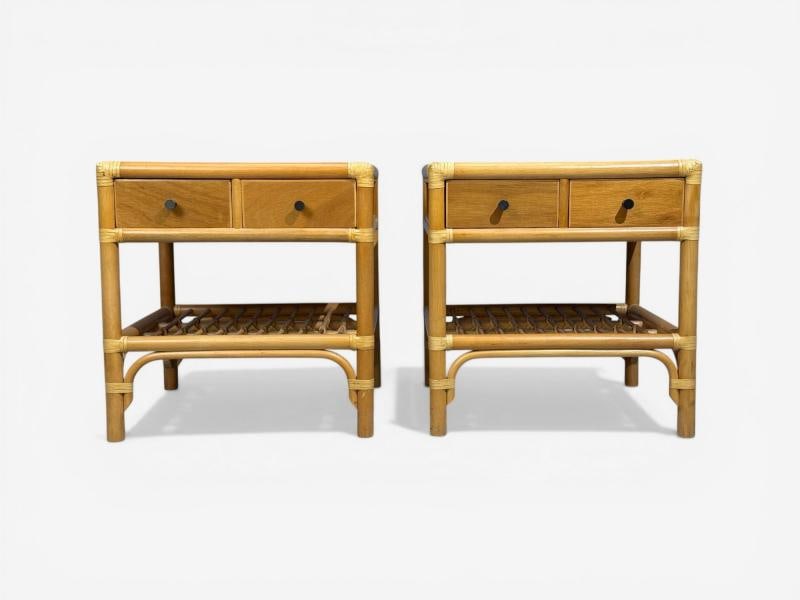 Kenneth Bergenblad, Nightstands, Bamboo, Rattan, Brass, Sweden, 1970s - 5