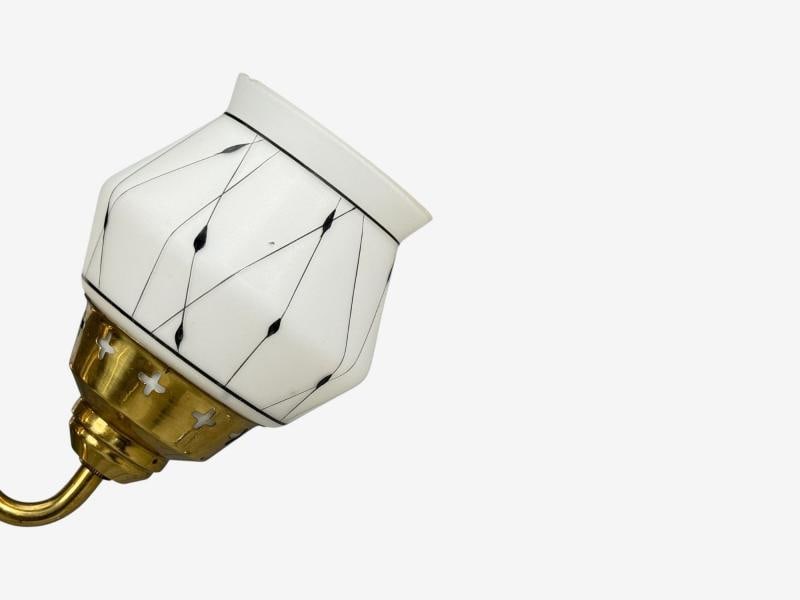 Swedish Modern, Pendant Light, Opaline Glass, Brass, Plastic, Sweden, 1930s - 7