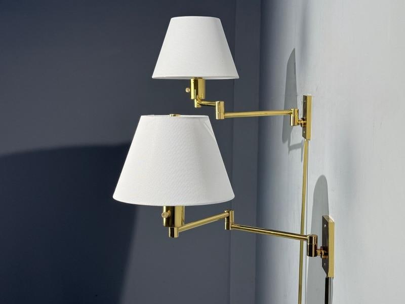 George Hansen, Articulating Wall Lights, Polished Brass, Spain, 1970s - 2