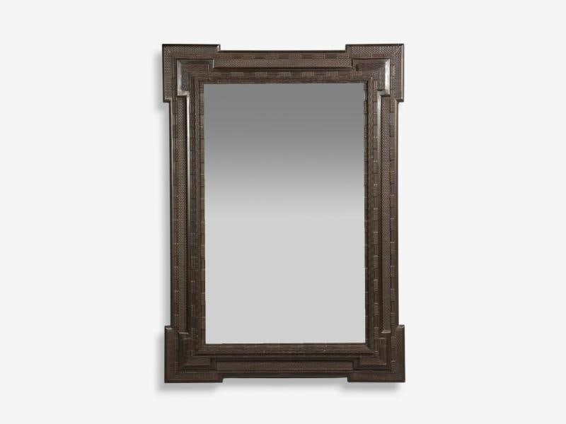 Baroque, Monumental Dutch Ripple Frame Wall Mirror, Ebonized Wood, 19th c. - 2