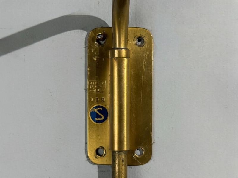 Ateljé Lyktan, Articulating Wall Light, Brass, Cane, Teak, Sweden, 1970s - 7