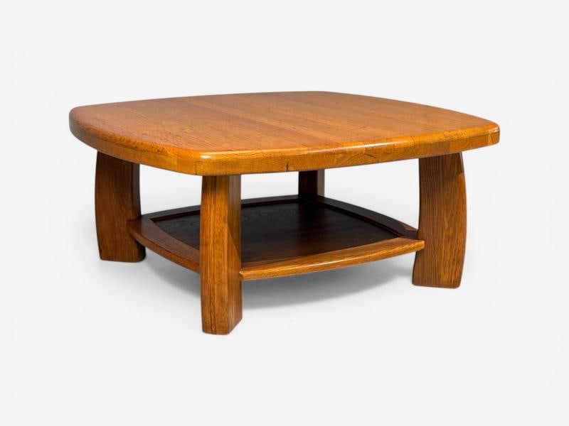 Dutch Modern, Brutalist Coffee Table, Oak, Netherlands, 1970s - 2