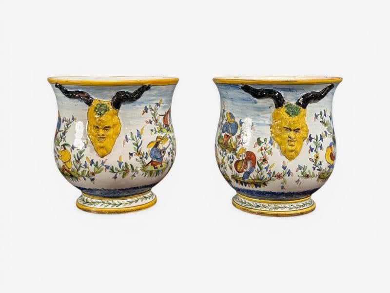 French Modern, Majolica Jardinieres, Ceramic, France, 1870s - 2