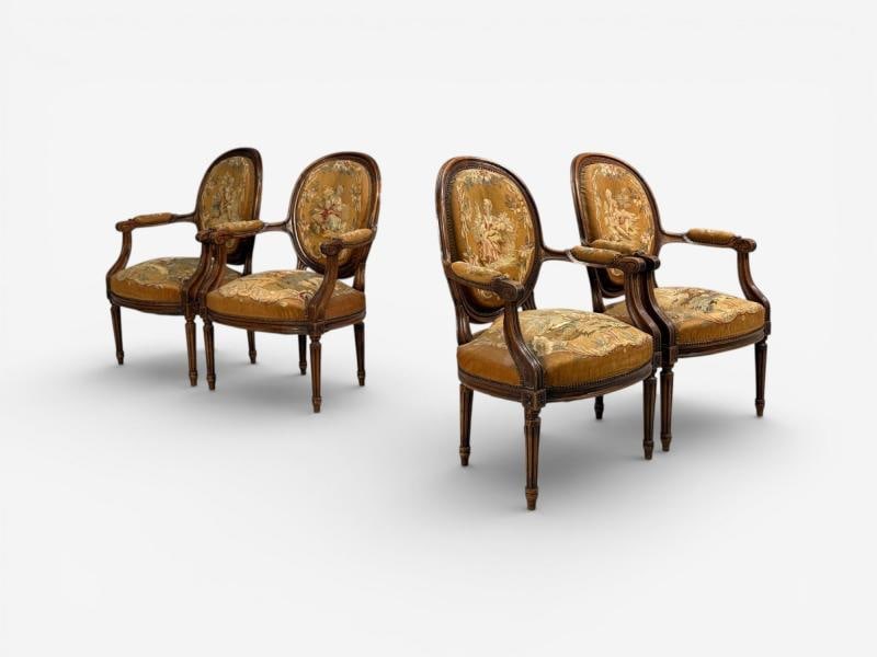 Louis XVI Style, Salon Suite, Tapestry, Walnut, France, 20th c. - 5