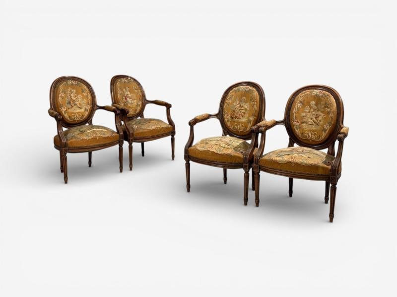 Louis XVI Style, Salon Suite, Tapestry, Walnut, France, 20th c. - 6