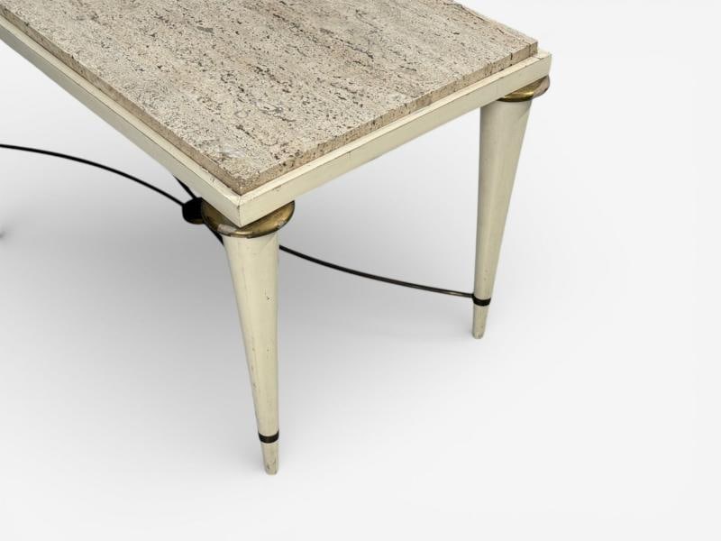 Neoclassical, Coffee Table, Travertine, Wood, Bronze, USA, 1960s - 7