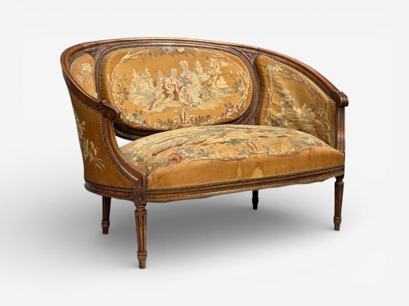 Louis XVI Style, Canape or Settee, Tapestry, Walnut, France, 20th c. - 3