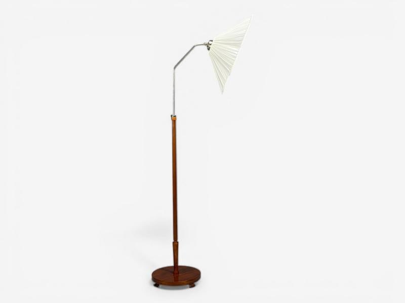 Swedish Art Deco, Floor Lamp, Wood, Metal, Silk, Sweden, 1930s - 2