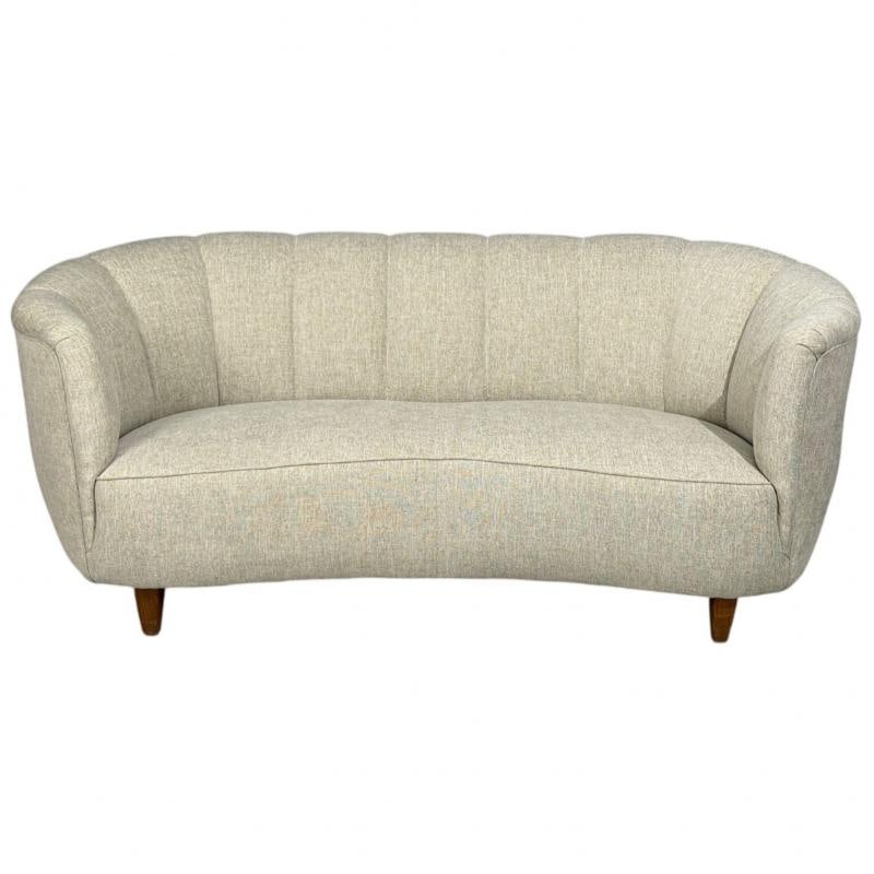Danish Modern, Banana Sofa, Beechwood, Green Fabric, Denmark, 1940s - 2